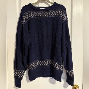 Pierre Cardin Navy and Cream Crewneck Sweater